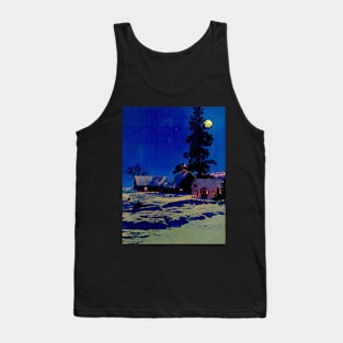 Maxfield Parrish, Moonlit Night, Winter, 1942, Art Print, American Painter Tank Top